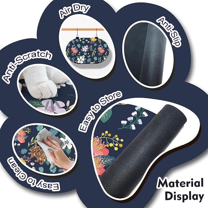 Absorbent Pet Food Mat 24''x16'', No Stains Quick Dry Pet Water Mat Protect - Image 3