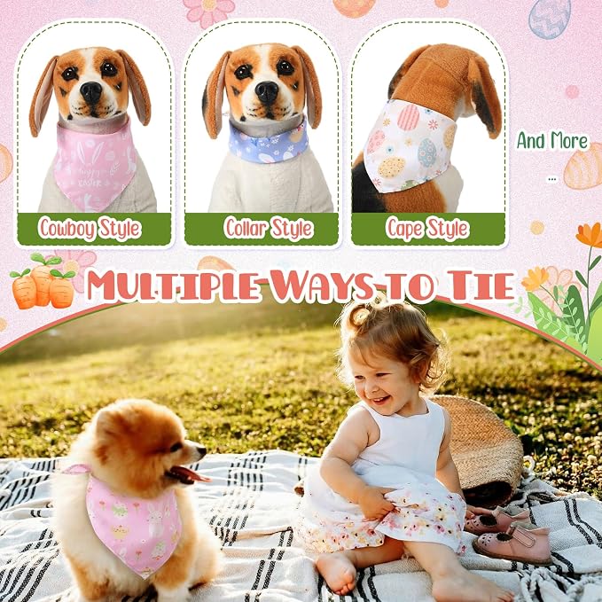 Kacctyen 50 Pcs Spring Easter Dog Bandanas Bulk Bandanas - Image 3