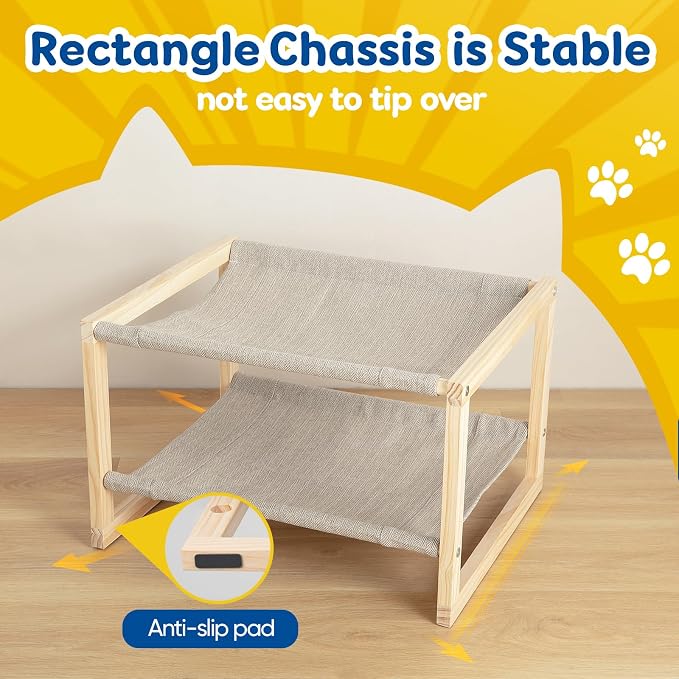 Cat Hammock, Double Layer Wooden Bed - Image 3