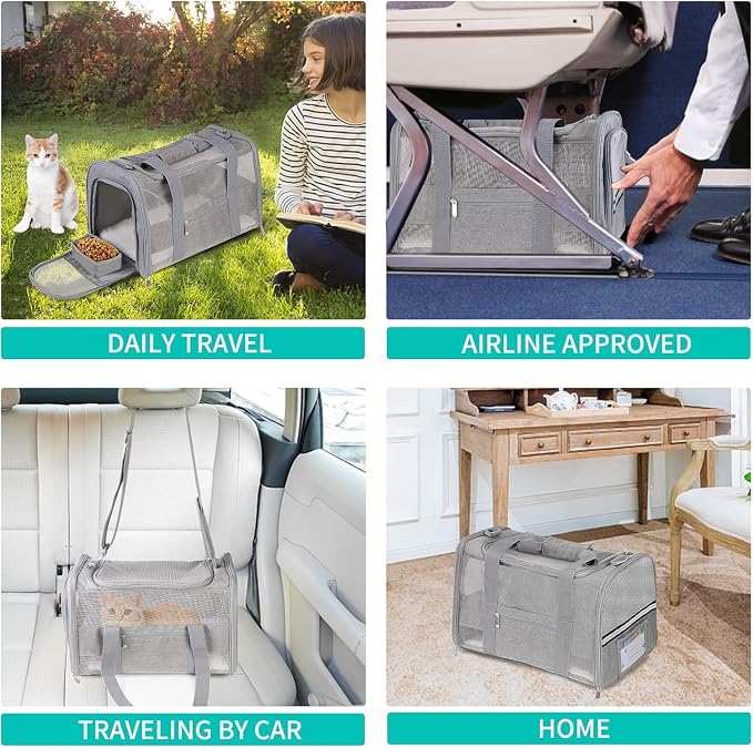 Soft - Sided Pet Carrier for Cats and Small Dogs, Airline - Approved, Foldable - Image 3