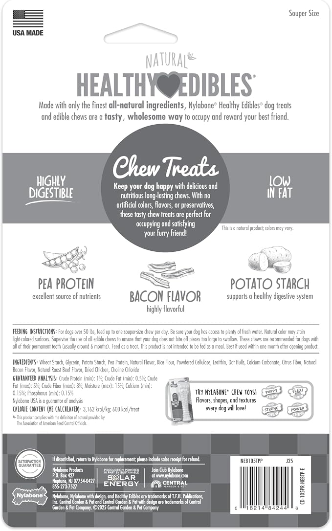 Nylabone Healthy Edibles Natural Dog Chews, Long Lasting Bones - Image 9