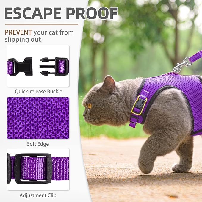 PUPTECK Soft Mesh Cat Vest Harness and Leash Set Puppy Padded Pet Harnesses - Image 3
