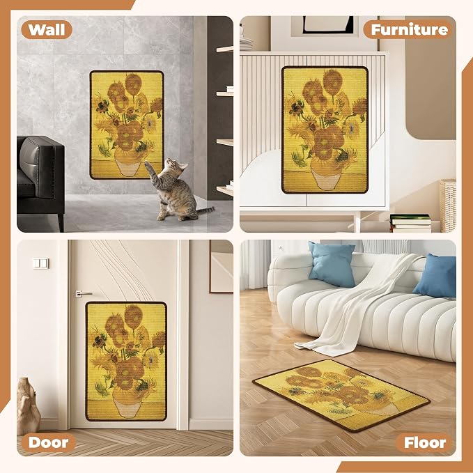 Sisal Cat Scratcher Mat, Cat Wall Scratcher - Image 6