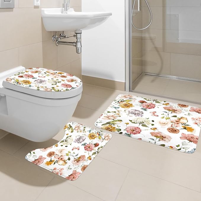 4 PCS Spring Floral Birds Bathroom Set - Image 2
