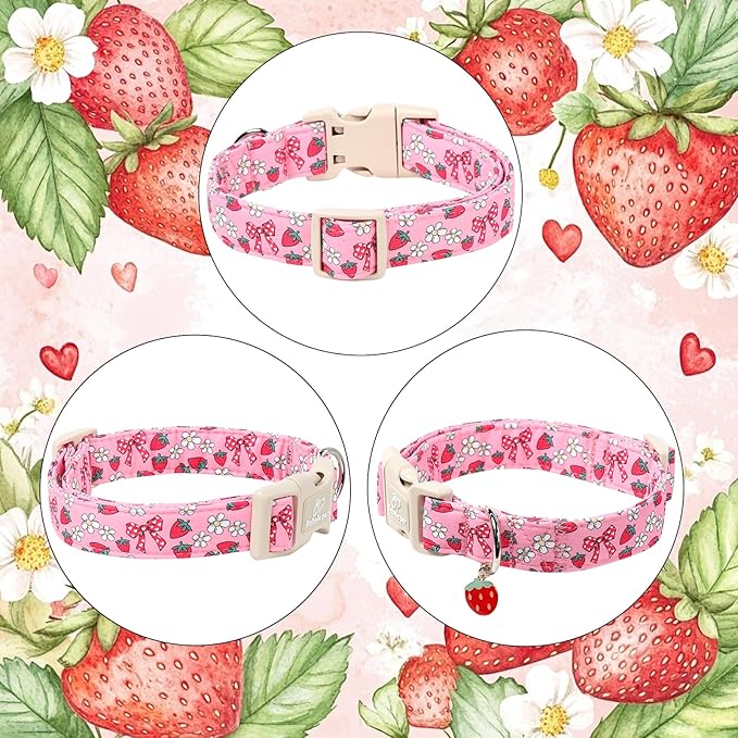 Strawberry Bow Dog Collar for Puppy Small Dogs - Image 7