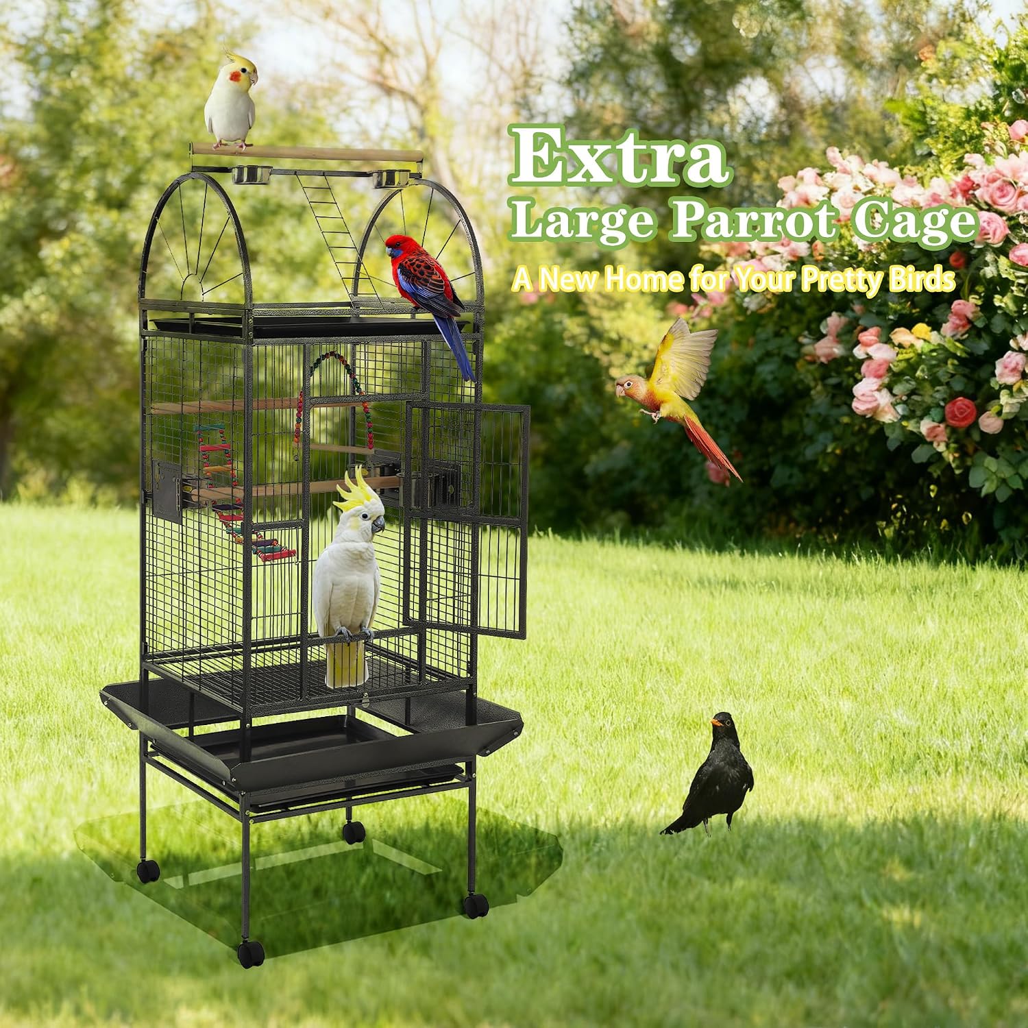 68'' Large Parrot Cage, Large Bird Cages for Parrots,Conure Cage for - GlobalHabitat Supply