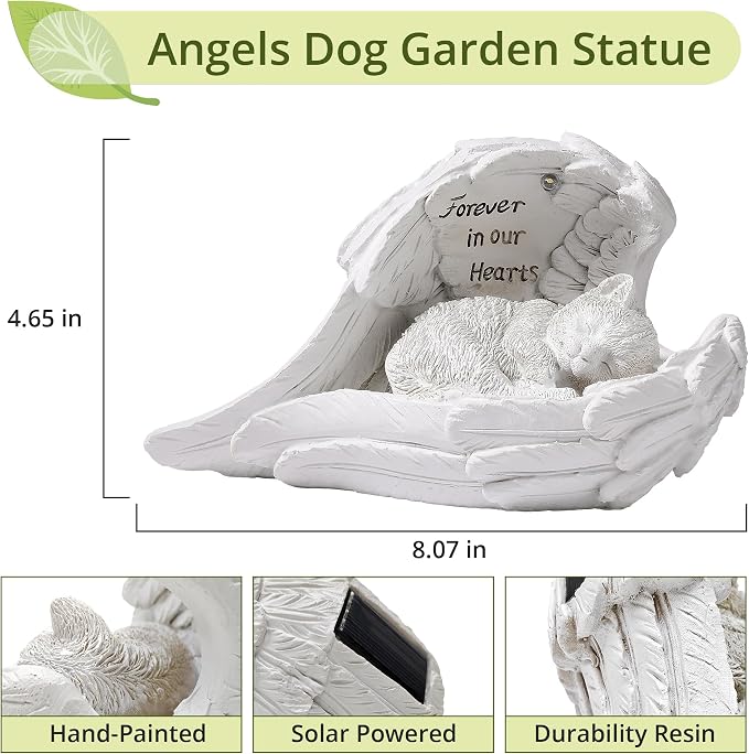 Pet Cat Solar Garden Memorial Statue – Outdoor Resin Angel Kitty - Image 2