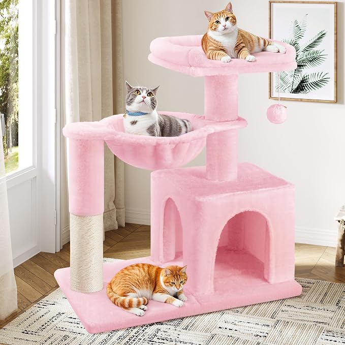 Allewie 29.5in Indoor Cat Tree, Padded Perch, and Hanging Ball, Suitable - Image 2