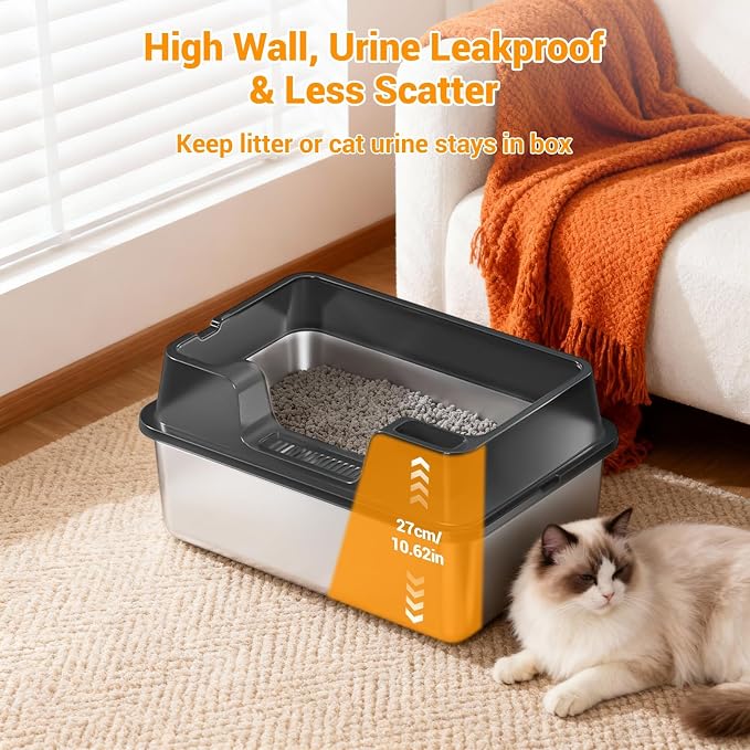 Stainless Steel Litter Box, XL Enclosed Cat Litter Boxes - Image 4