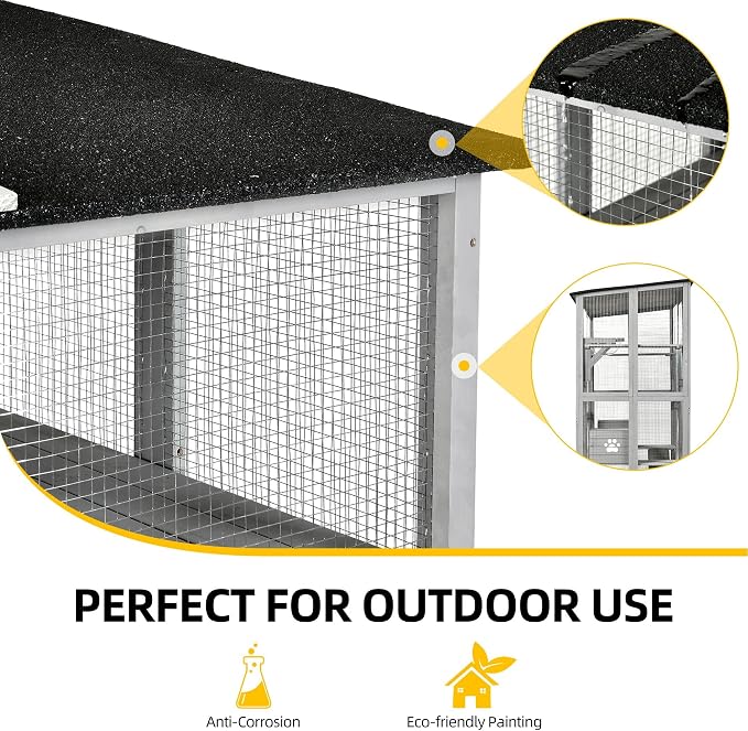 DWVO Cat House Outdoor Catio Kitty Enclosure 71" Walk in Cat Kennel Large - Image 5
