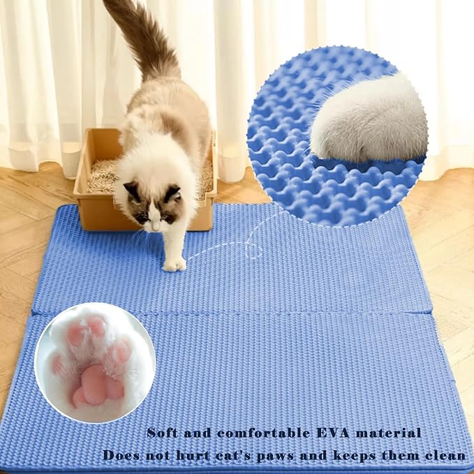 HCY&WLD Cat Litter Mat, Honeycomb Double Layer Cat Litter Trapping Mat - Image 3