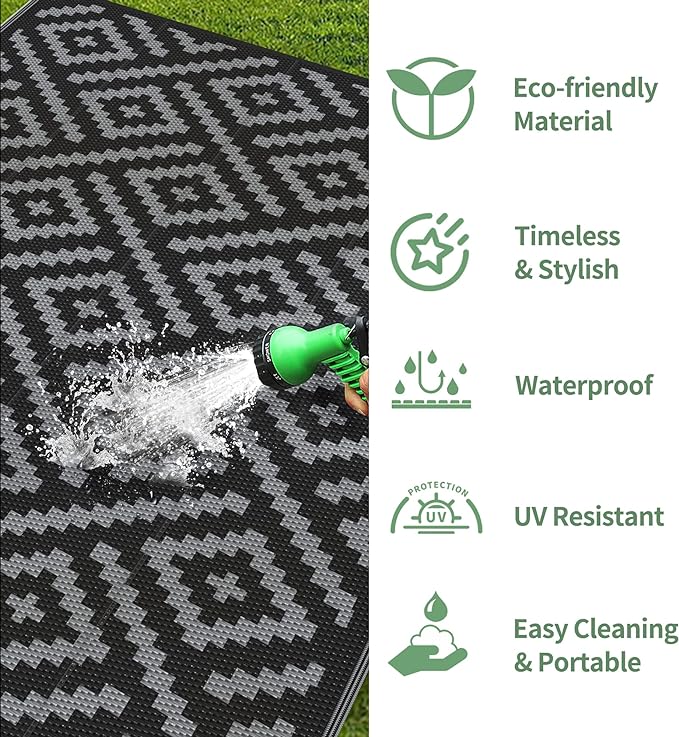 GENIMO Outdoor Rug 4x6 Waterproof, Reversible Mats, Outdoor Area Rug, Plastic - Image 5