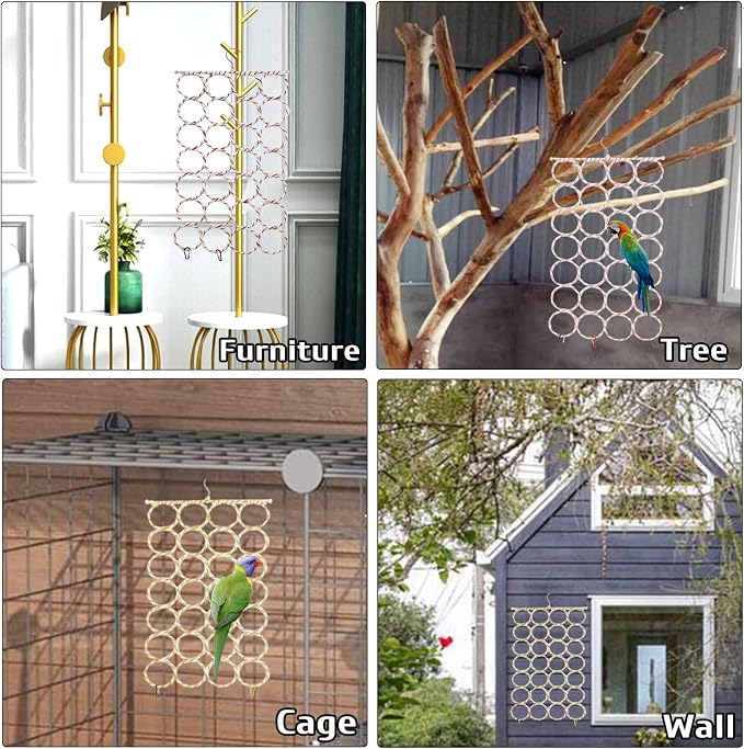 BNOSDM 3 Packs Bird Hemp Rope Net Swing Climbing Rope Net - Image 7