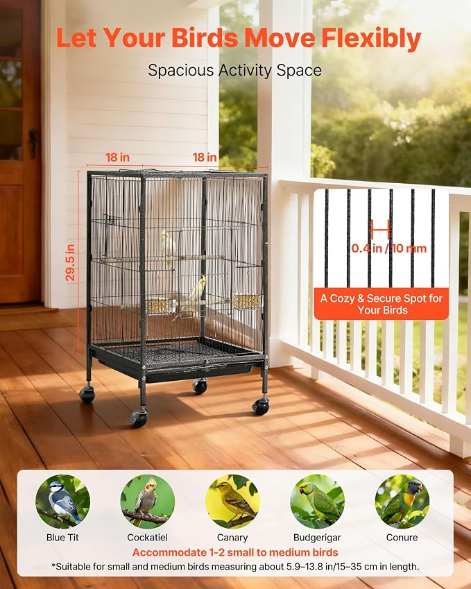 VEVOR Bird Cage, Open Flat Top, Wrought Iron Bird Flight Cage - Image 2