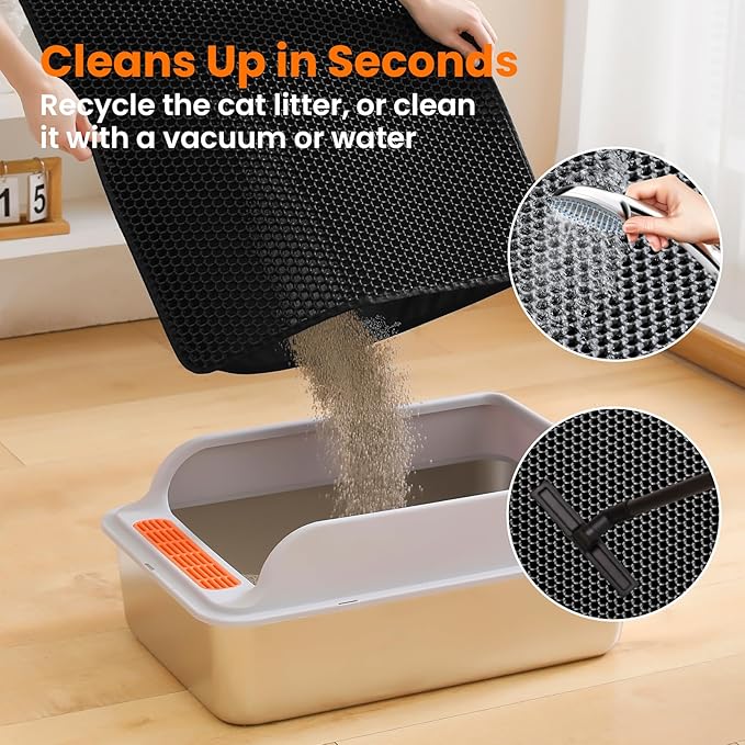 Extra Large Cat Litter Mat, 30x22 Inches Honeycomb Double Layer Cat Litter - Image 6