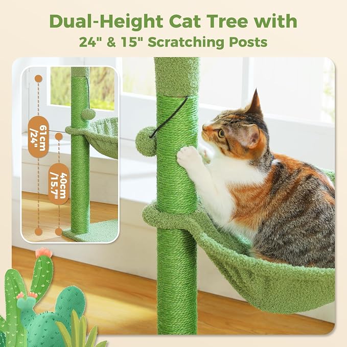 PAWZ Road Cactus Cat Tree, 33 Inchs Cat Tower - Image 4