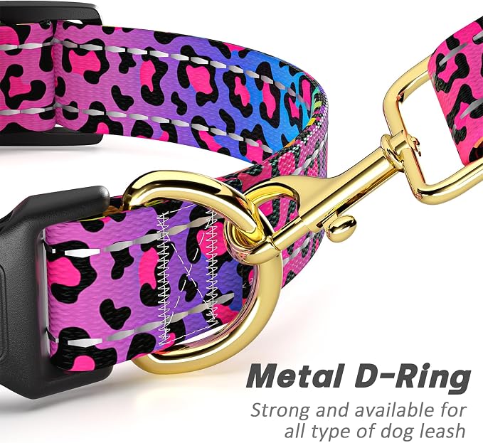 Reflective Dog Collar for Large Dogs, Cute Leopard Style Adjustable Heavy-Duty - Image 5