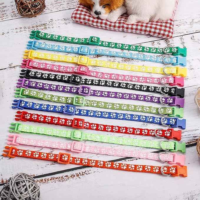 12 Pack Puppy Collars for Litter, Adjustable Puppy ID Collars Soft Nylon
