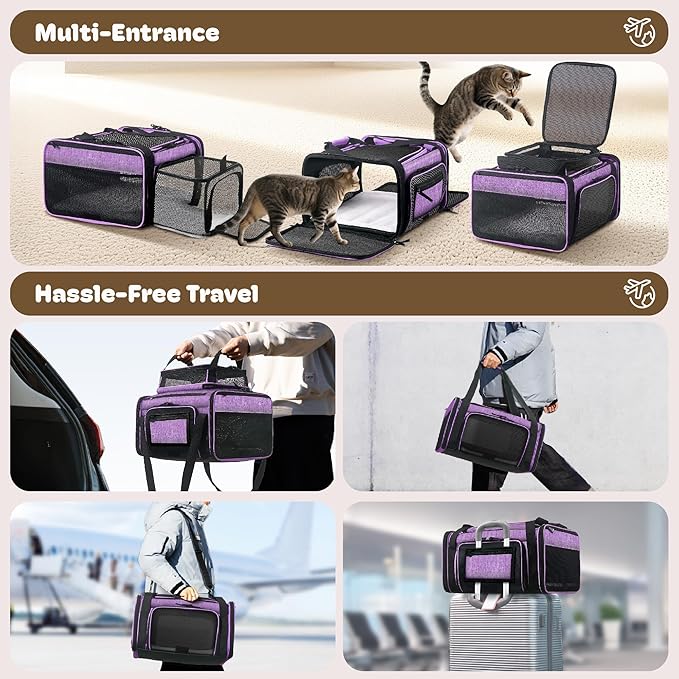 Top and 2 Sides Expandable Cat Carrier 18x13.5x9.5, TSA Airline Approved Dog - Image 6