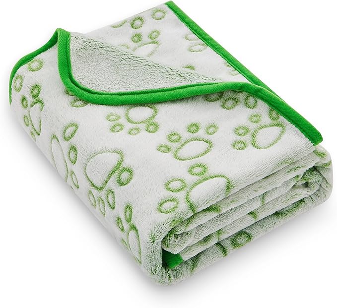 Green Soft Puppy Blanket, with Flannel Green Cute Paw Print, 24 * 32 inches - Image 9