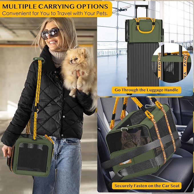 PAWZIDEA Expandable Pet Carrier w/ID Card, 18″×11″×11″ Small Dog Carrier TSA - Image 4