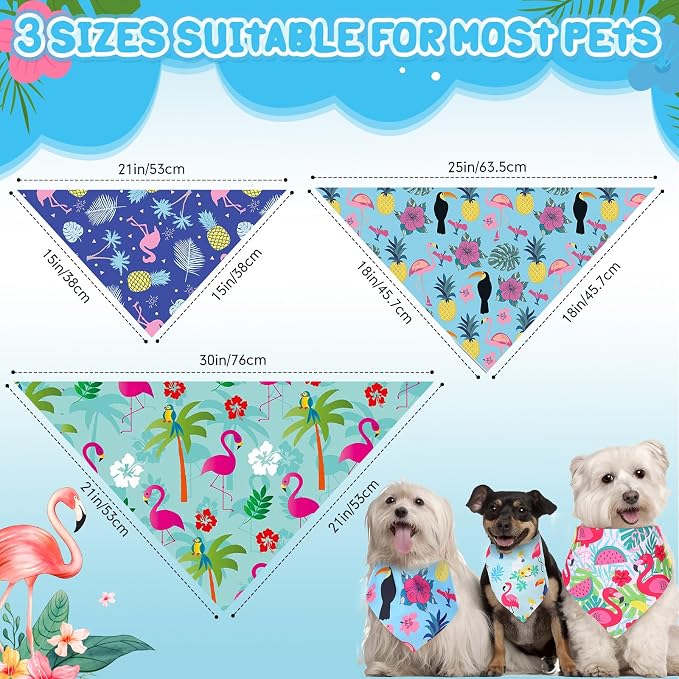 100 Pcs Dog Bandanas Bulk Hawaiian Dog Bandanas Summer 3 Sizes Washable - Image 2