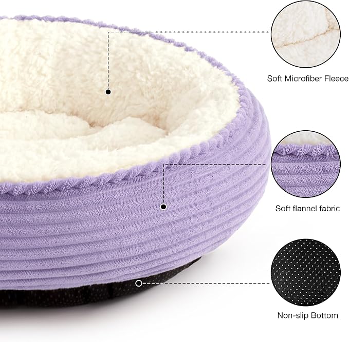 Love's cabin Round Donut Cat and Dog Cushion Bed, 25in Pet Bed - Image 2