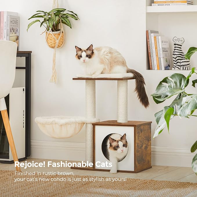 FEANDREA Small Cat Tree for Kittens, Modern Cat Tower for Indoor Cats, Cat Condo - Image 7