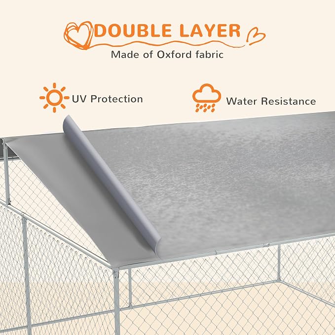 PawHut Outdoor Dog Kennel, Heavy Duty Dog Run Outdoor Fence - Image 4
