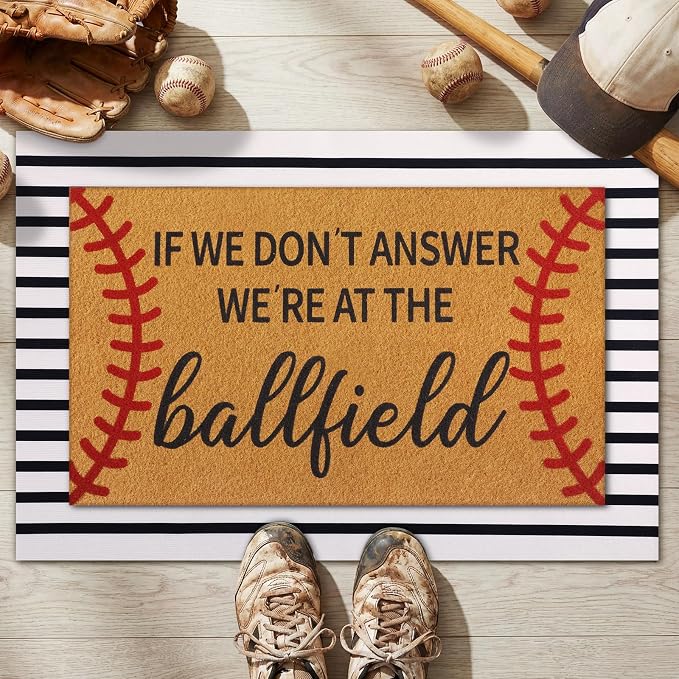 Tinideya 2 Pcs Baseball Door Mat Ballfield Welcome Non Slip Coir Mats Ballfield by Tinideya