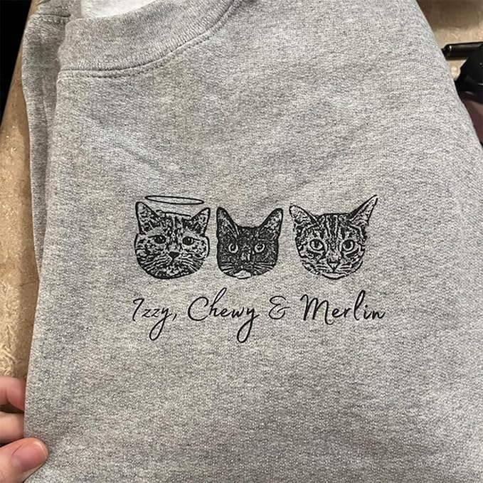 Personalized Dog Hoodie Sweatshirt, Custom Line Art Portrait Dogs Cats Hoodie - Image 5
