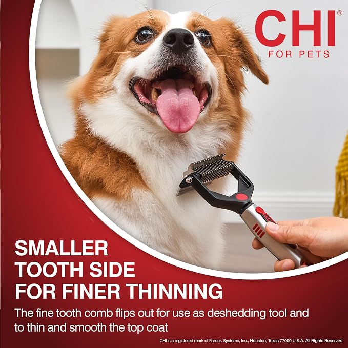 CHI for Dogs 2 in 1 Dematting and Deshedding Rake, Dual Head Dog Grooming Tool - Image 5