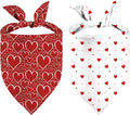 Valentines Dog Bandanas, Heart Red White Heart Dog Scarf, Mother's Day Dog by Unknown