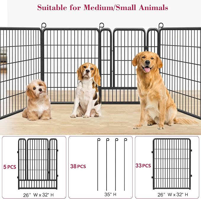 Dog Playpen Pet Fence Outdoor for Yard, 32inch 38 Panels Dog Pens Outside - Image 3