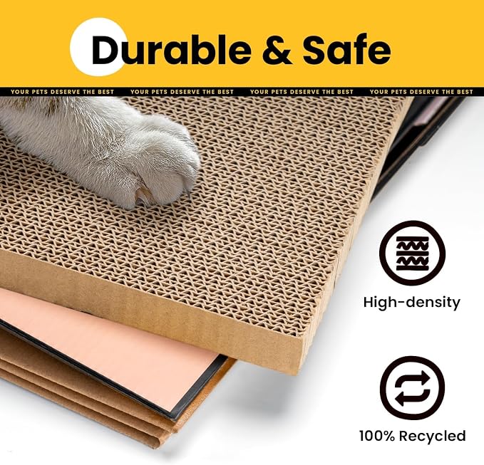 Cardboard Cat House with Scratch Pad & Catnip, Cat Play Scratching House - Image 2