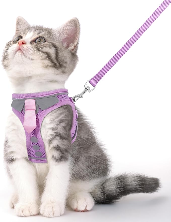 Cat Harness and Leash Set for Walking Escape Proof, Soft Adjustable Kitten by NCMAMA