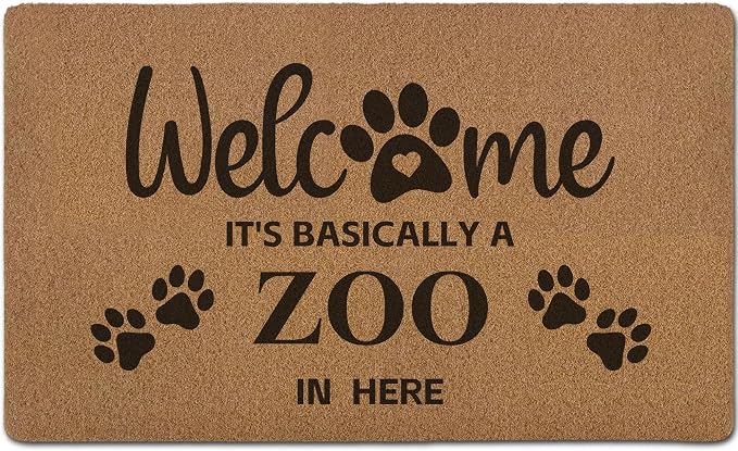 Funny Pet Welcome Door Mats, It's Basically a Zoo in Here Door Mat by Unknown
