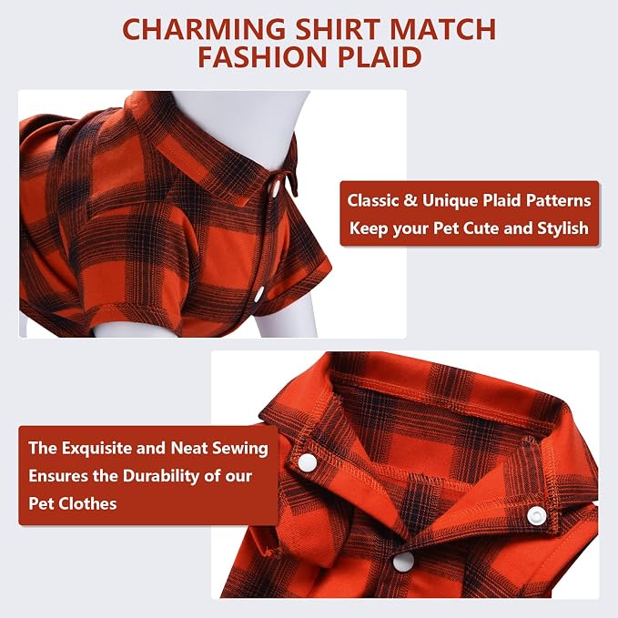 Koneseve Dog Shirt Plaid Dog Clothes - Image 4