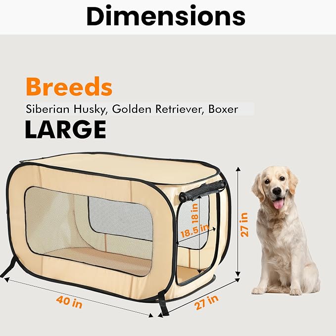 Beatrice Home Fashions Portable, Collapsible, Pop Up Kennel Travel Cat and Dog - Image 2