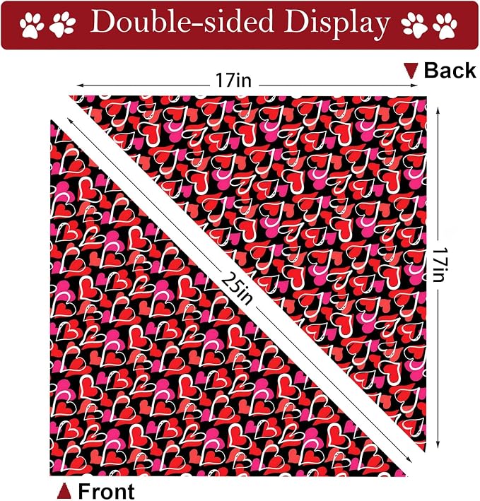 Valentines Dog Bandana Reversible Triangle Bibs Scarf Mother's Day Bandanas - Image 3