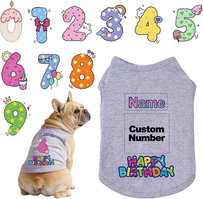 Custom Dog Birthday Shirt, Personalized Pet Apparel Print by Unknown