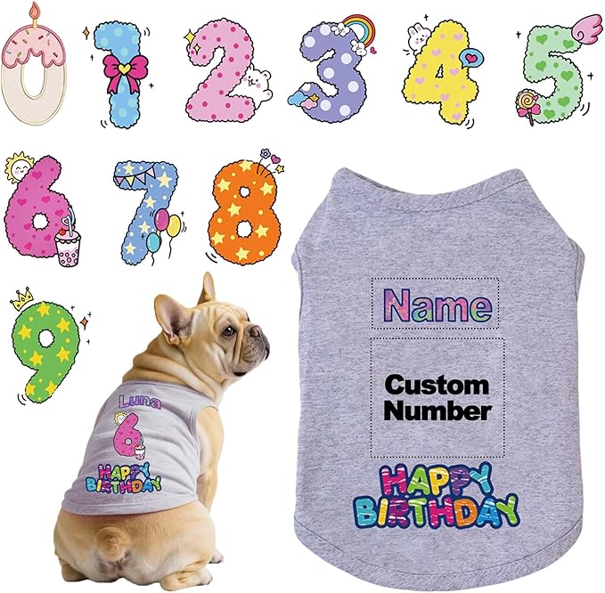 Custom Dog Birthday Shirt, Personalized Pet Apparel Print by Unknown