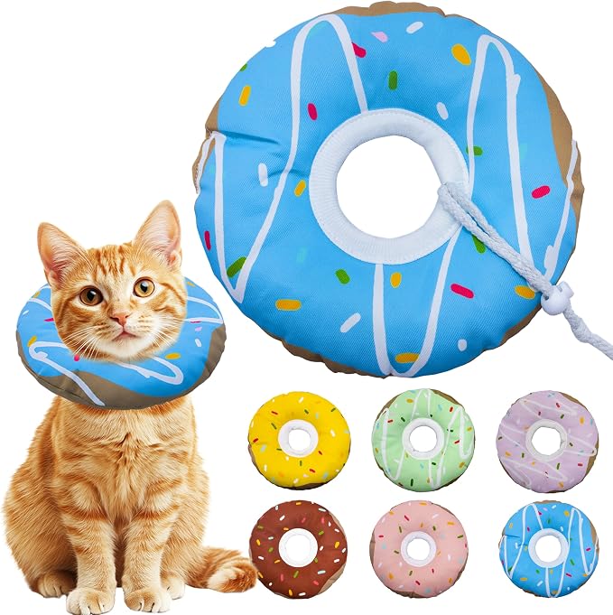 Cat Cone Collar Soft, Adjustable Cat Recovery Collars Kitten Cones to Stop by Seyezo