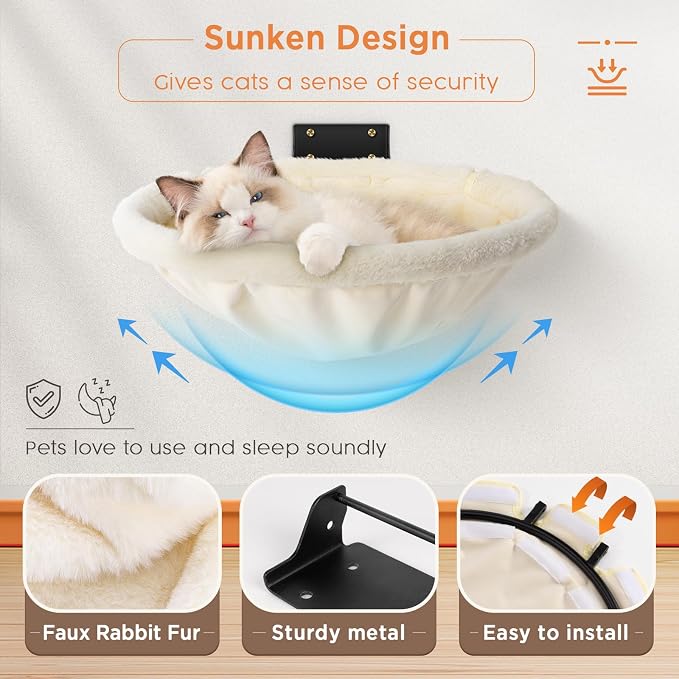 Cat Hammock Wall Mounted, Foldable & Stable Cat Beds- Breathable Cats Wall - Image 3