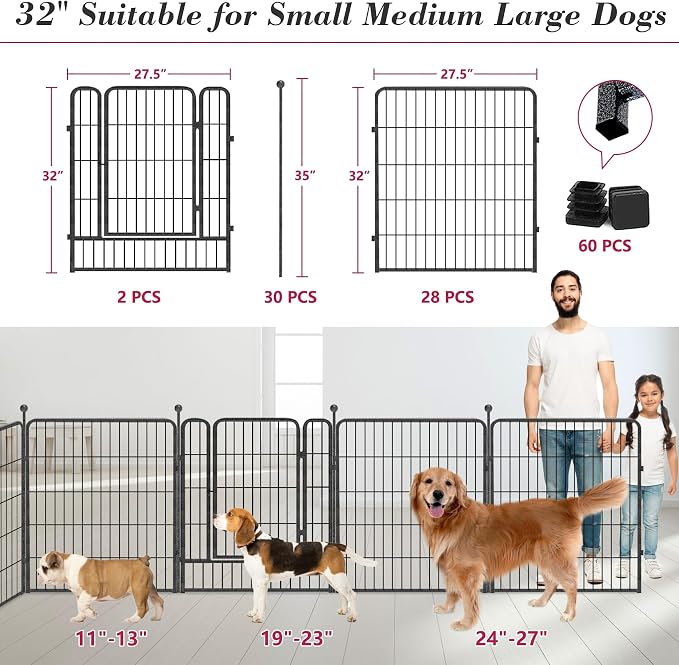 Dog Playpen 32 inch 30 Panels Indoor Outdoor Dog Pen - Image 3