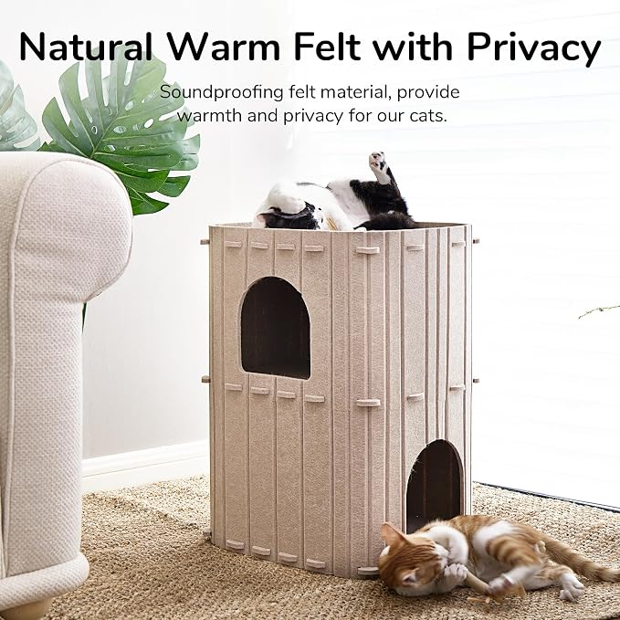 FUKUMARU Cat House for Indoor Cats, 23.62 Inch Large Cat Bed Cave Condo - Image 6