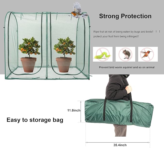 Poray Large Tunnel 73''x37''x61''Plant Netting Cover, 5FT Tall Crop Cage Tomato - Image 5