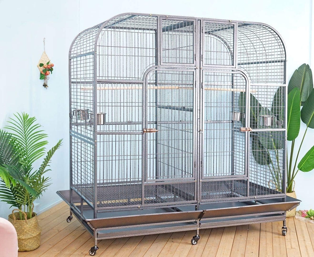 Double Bird Cage with Center Divider, W64xD32xH73 - GlobalHabitat Supply