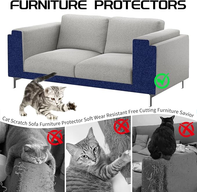 2 Pcs Total 78.8"x15.8" Cat Scratch Mat, Cat Scratch Couch Furniture Protector - Image 3
