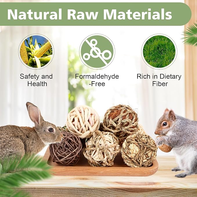 VESPRO Bunny Chew Grass Balls, Rolling Chew Toys - Image 5